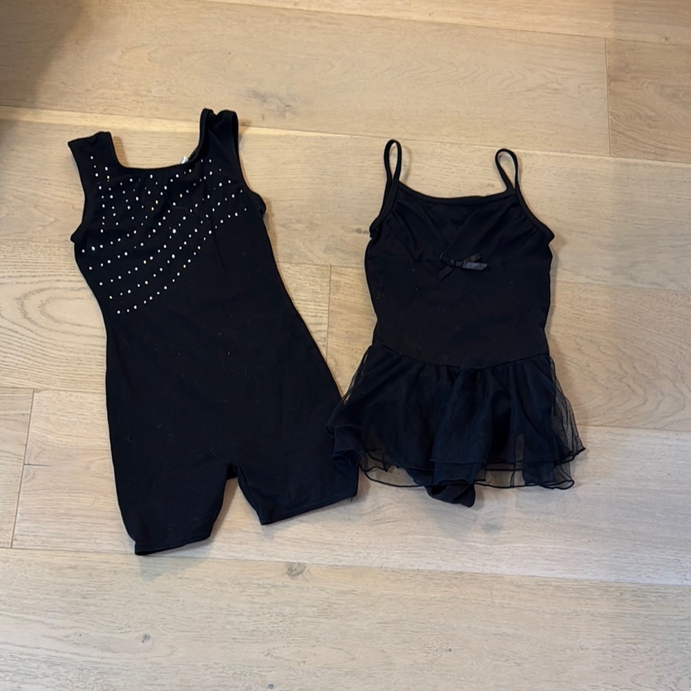 Danskin Black Dance Costumes Set with Textured Details